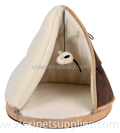 OEM teepee tent style cat cave bed/luxury pet bed/cat cave